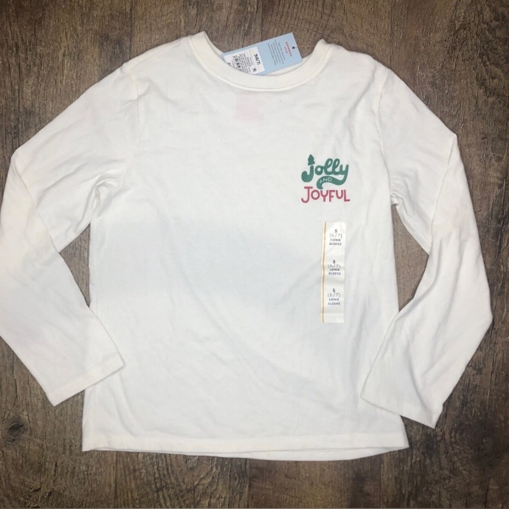 Children’s Cat & Jack Jolly and Joyful Shirt Size Small 6/7 Cream Color